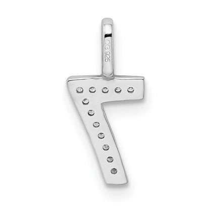14k White Gold Real Diamond Number 7 Pendant