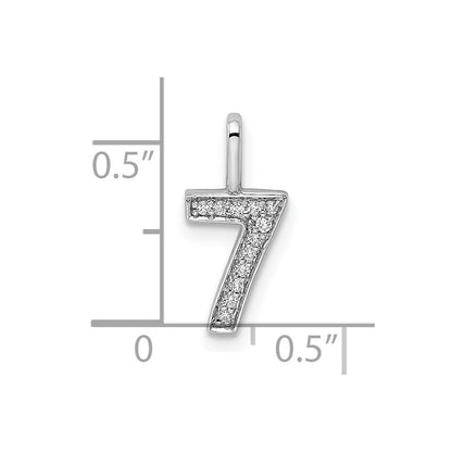 14k White Gold Real Diamond Number 7 Pendant