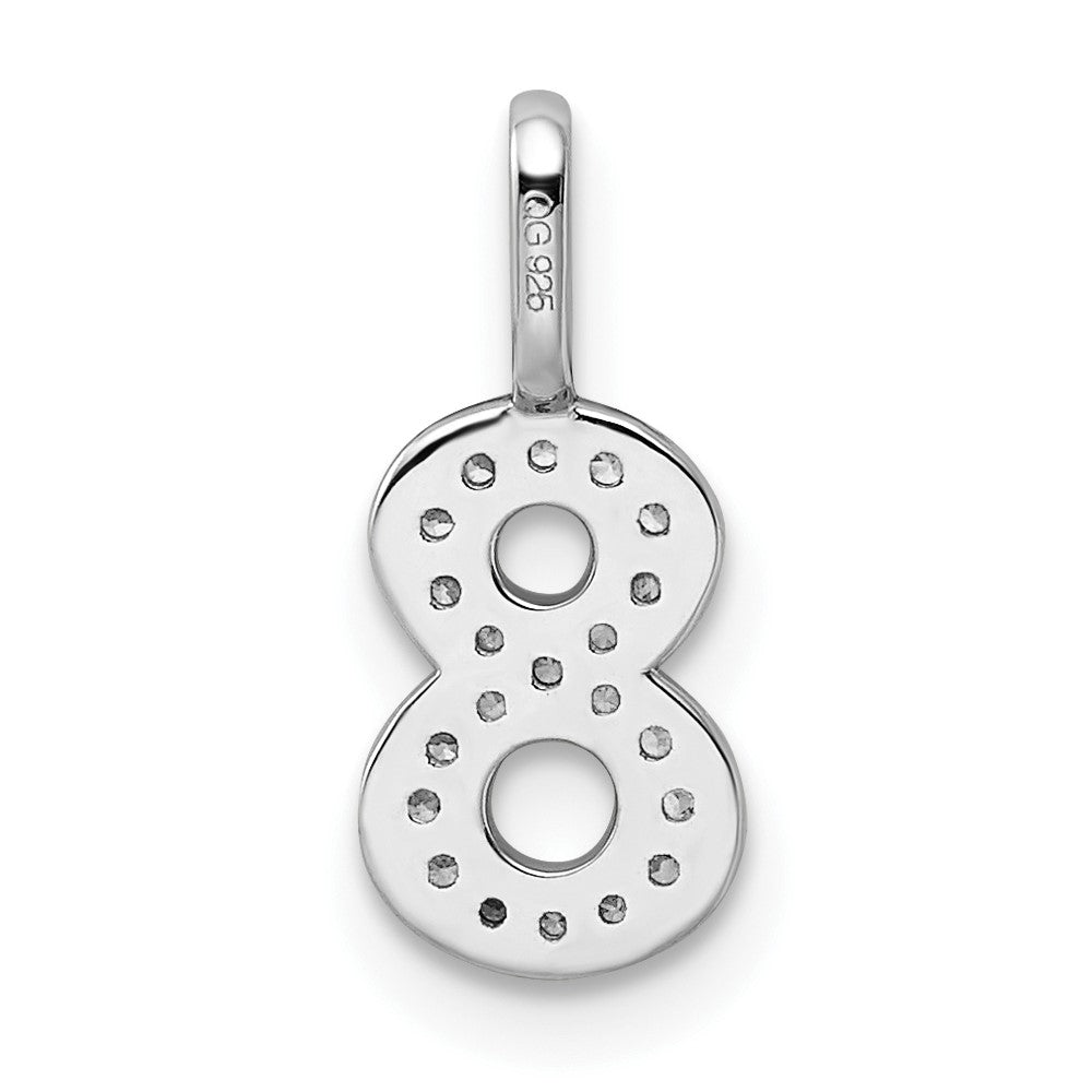 14k White Gold Real Diamond Number 8 Pendant