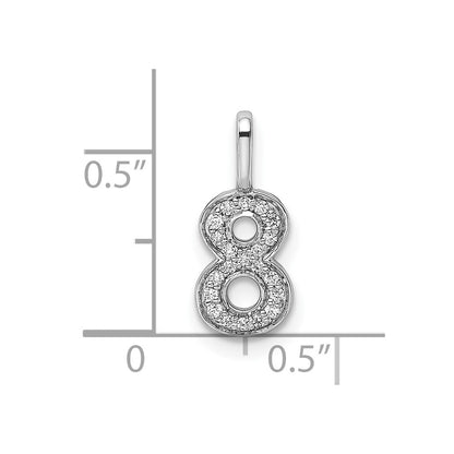 14k White Gold Real Diamond Number 8 Pendant