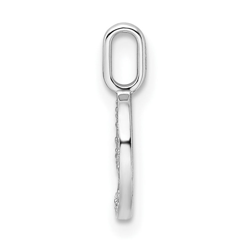 14k White Gold Real Diamond Number 9 Pendant
