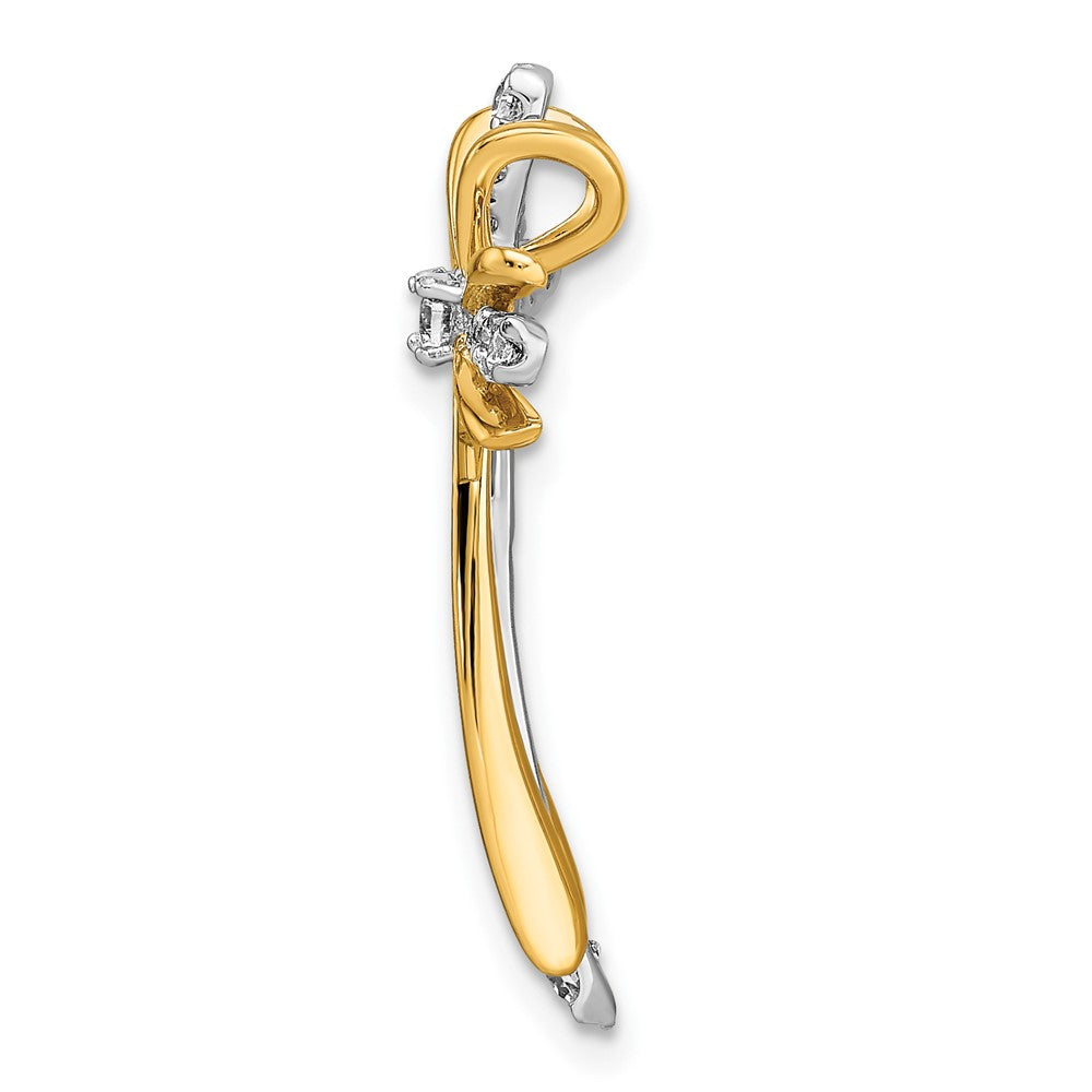 14k Two-Tone Gold Polished Real Diamond Cross