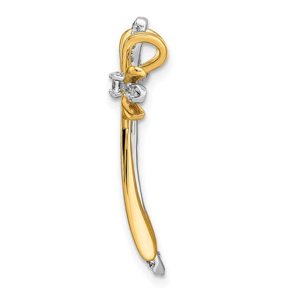 14k Two-Tone Gold Polished Real Diamond Cross