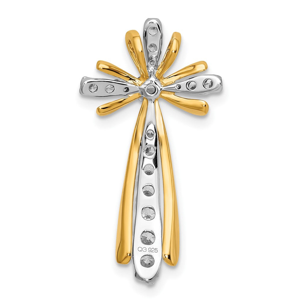 14k Two-Tone Gold Polished Real Diamond Cross