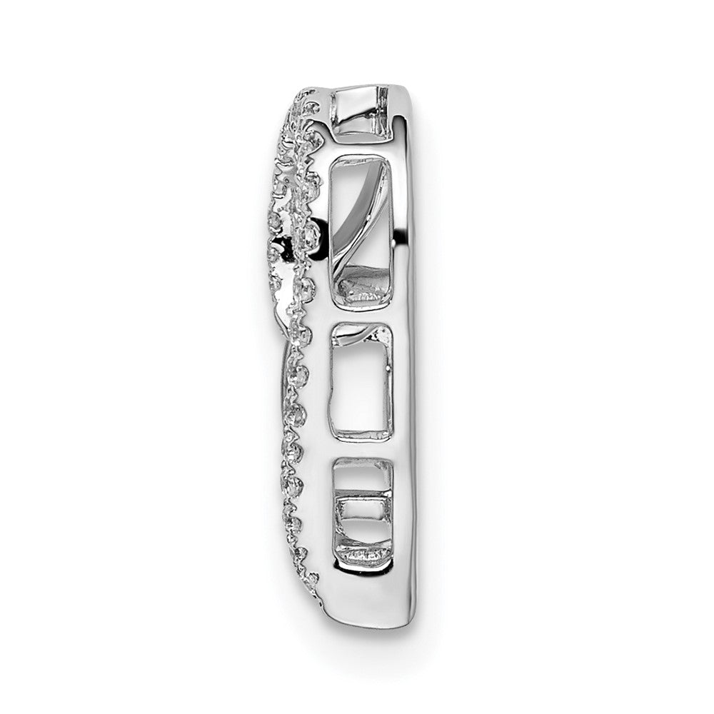 14k White Gold Real Diamond Heart Chain Slide