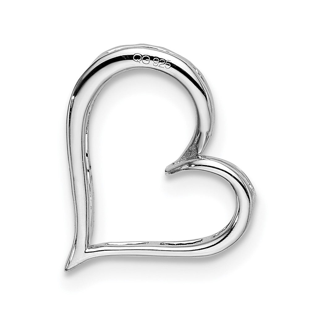 14k White Gold Real Diamond Heart Chain Slide
