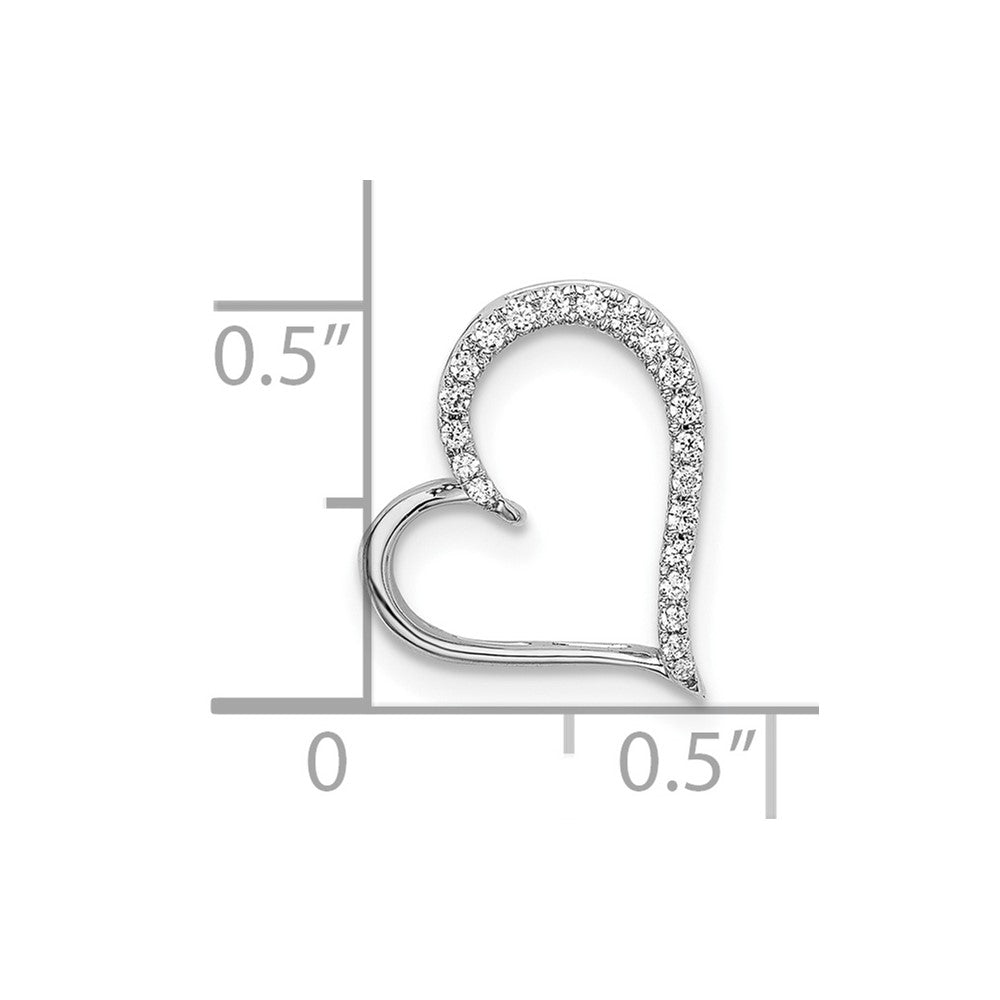 14k White Gold Real Diamond Heart Chain Slide