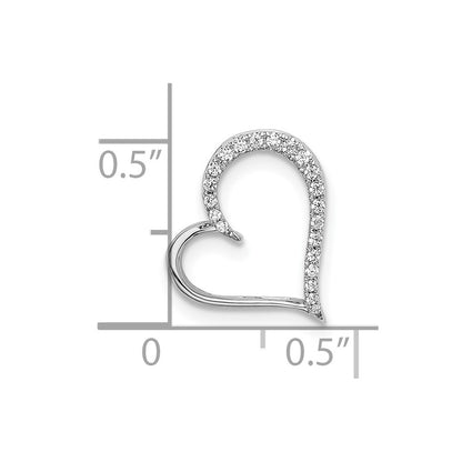 14k White Gold Real Diamond Heart Chain Slide