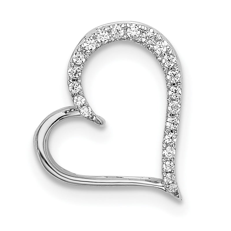 14k White Gold Real Diamond Heart Chain Slide