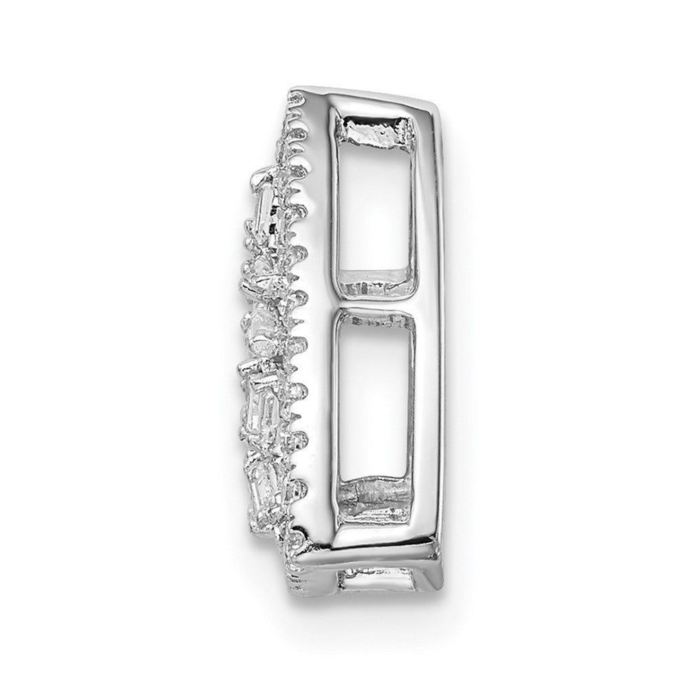 14k White Gold Polished Triangle Real Diamond Chain slide