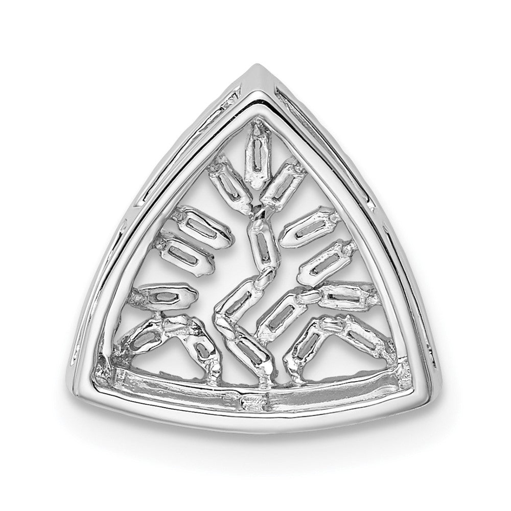 14k White Gold Polished Triangle Real Diamond Chain slide