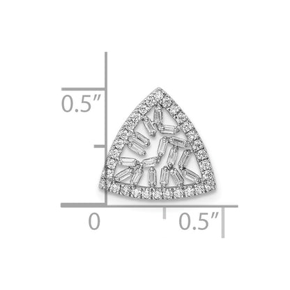 14k White Gold Polished Triangle Real Diamond Chain slide