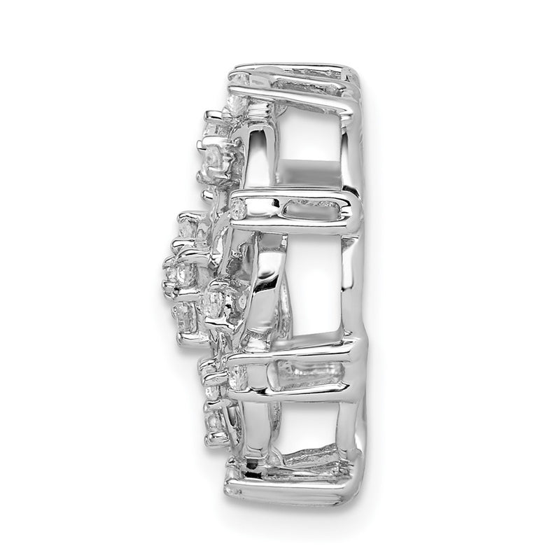 14k White Gold Floral Real Diamond Chain Slide