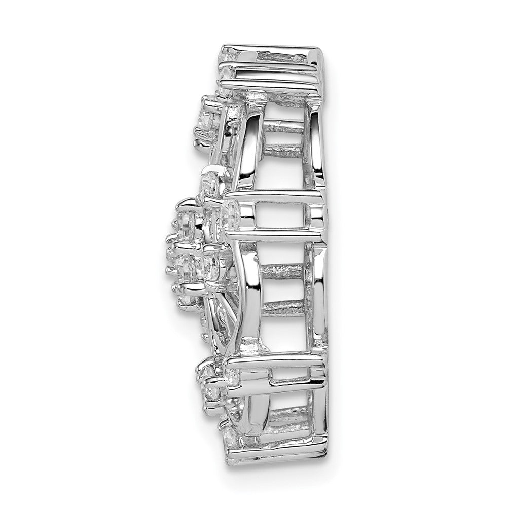 14k White Gold Floral Real Diamond Chain Slide