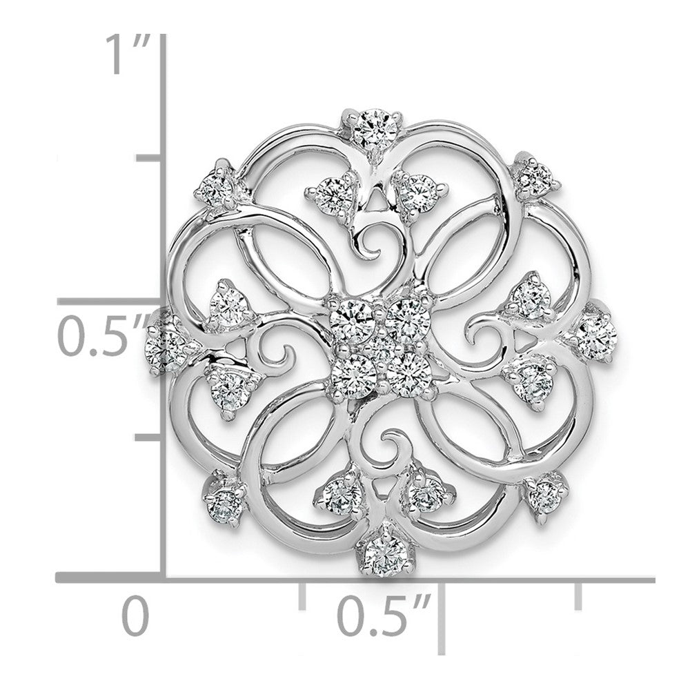 14k White Gold Floral Real Diamond Chain Slide