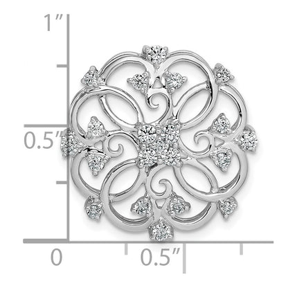 14k White Gold Floral Real Diamond Chain Slide
