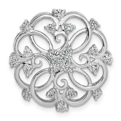14k White Gold Floral Real Diamond Chain Slide