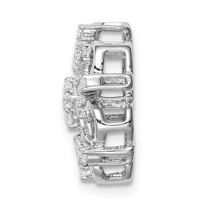 14k White Gold Floral Real Diamond Chain Slide