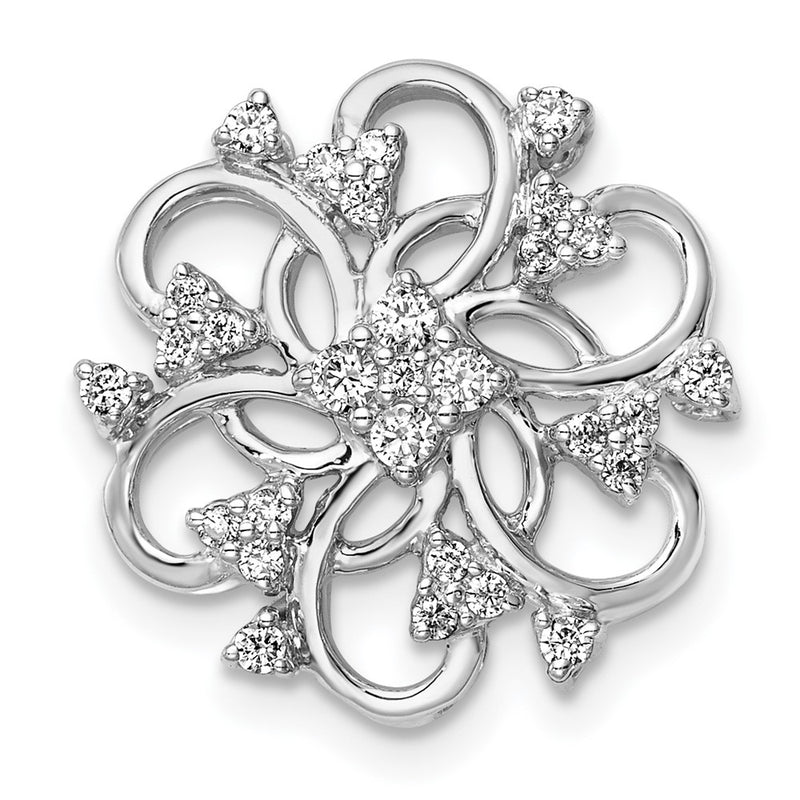 14k White Gold Floral Real Diamond Chain Slide