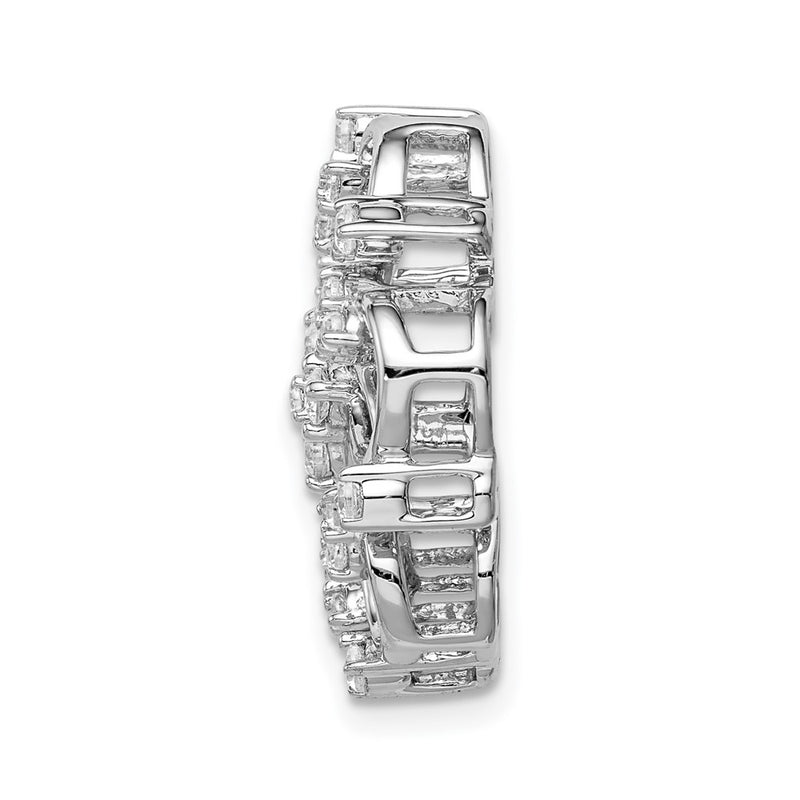14k White Gold Floral Real Diamond Chain Slide