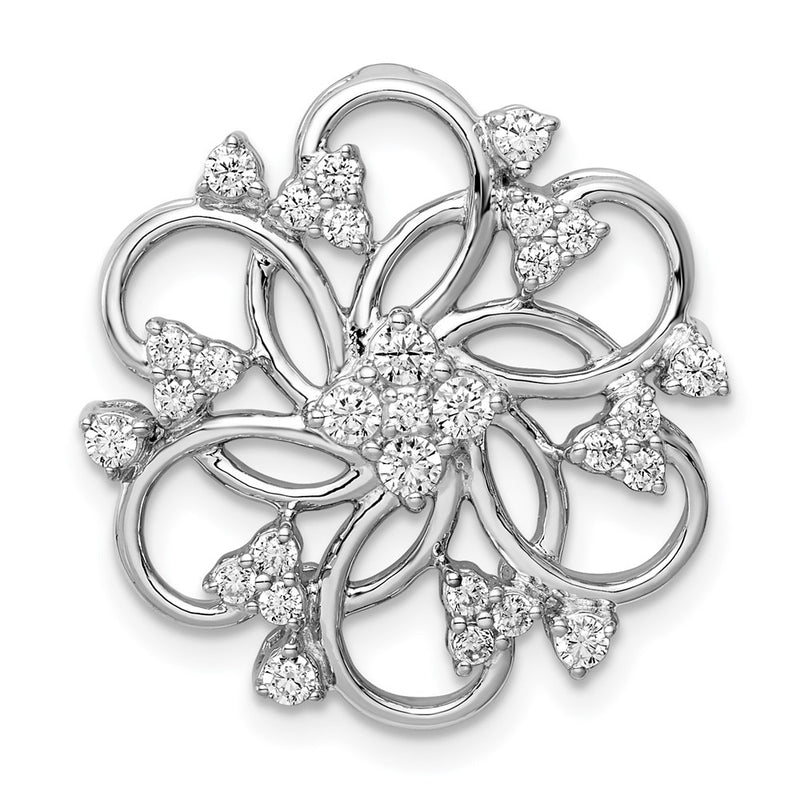 14k White Gold Floral Real Diamond Chain Slide