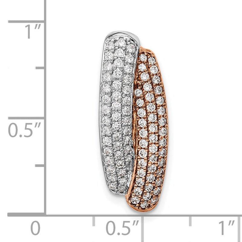 14k Two-Tone Gold White & Rose Pave Real Diamond Slide