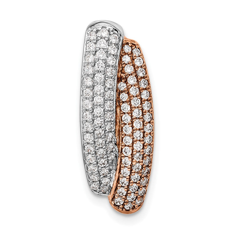 14k Two-Tone Gold White & Rose Pave Real Diamond Slide