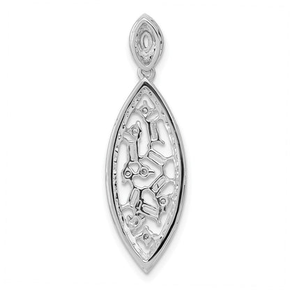 14k White Gold Polished Fancy Dangle Real Diamond Chain Slide