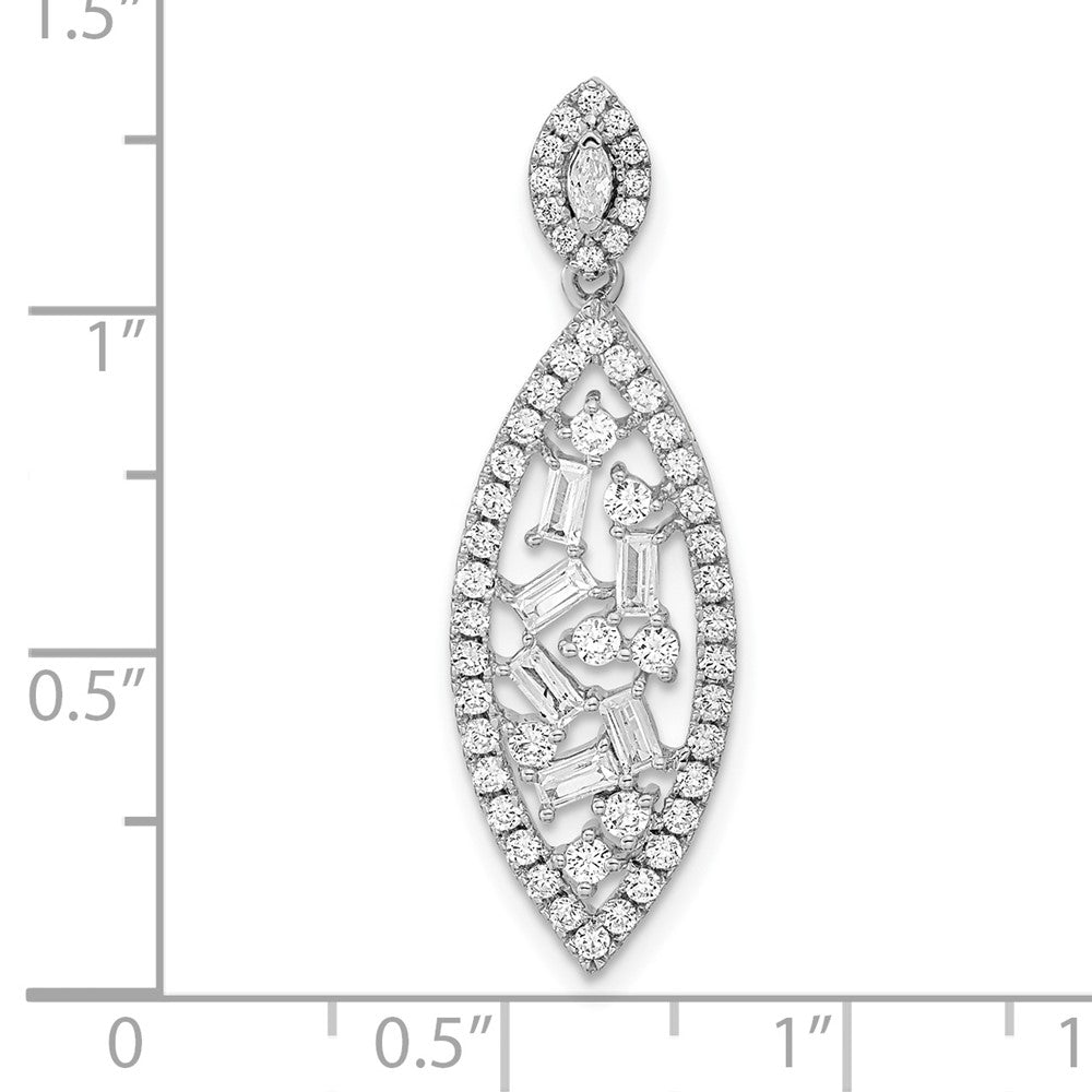 14k White Gold Polished Fancy Dangle Real Diamond Chain Slide