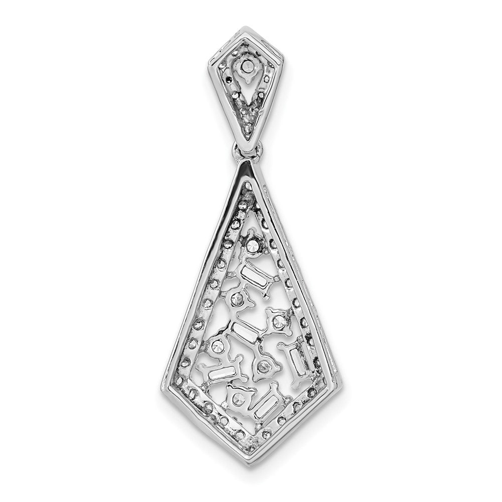 14k White Gold Polished Fancy Dangle Real Diamond Chain Slide