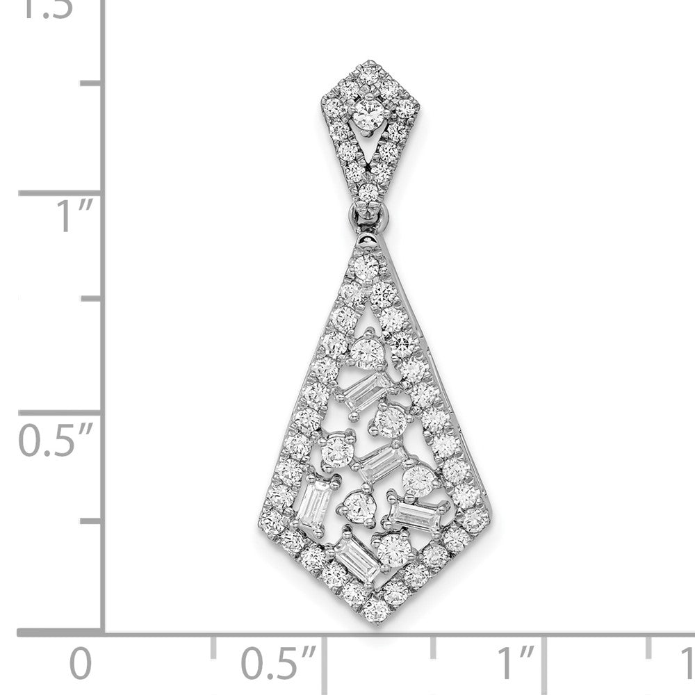 14k White Gold Polished Fancy Dangle Real Diamond Chain Slide