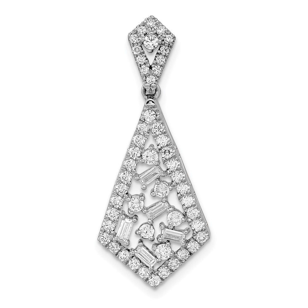 14k White Gold Polished Fancy Dangle Real Diamond Chain Slide
