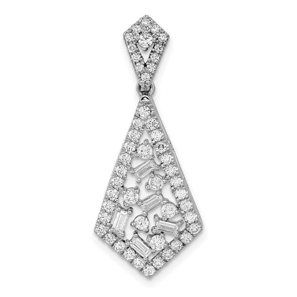 14k White Gold Polished Fancy Dangle Real Diamond Chain Slide