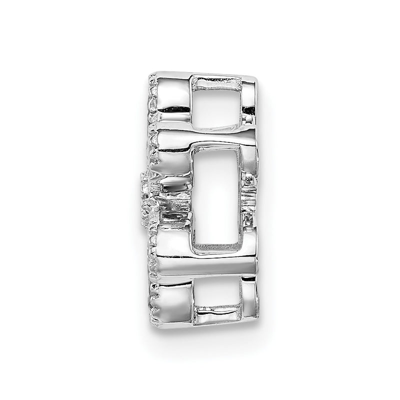 14k White Gold Floral Real Diamond Chain Slide