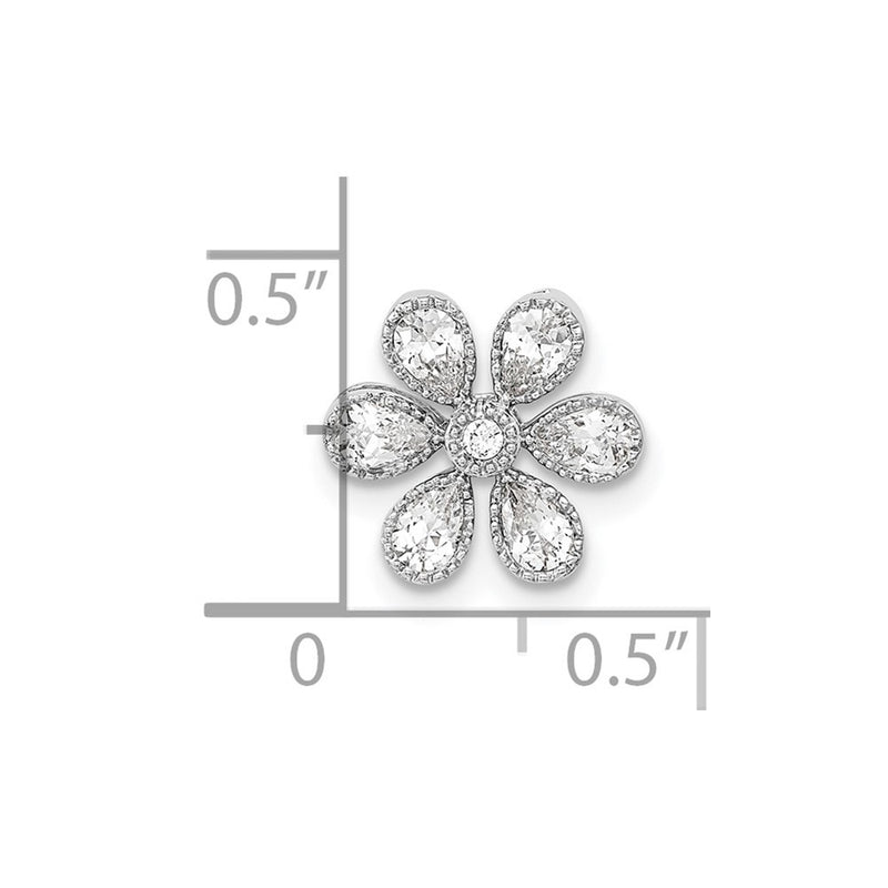 14k White Gold Floral Real Diamond Chain Slide
