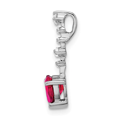 14k White Gold Ruby and Real Diamond Heart Chain Slide