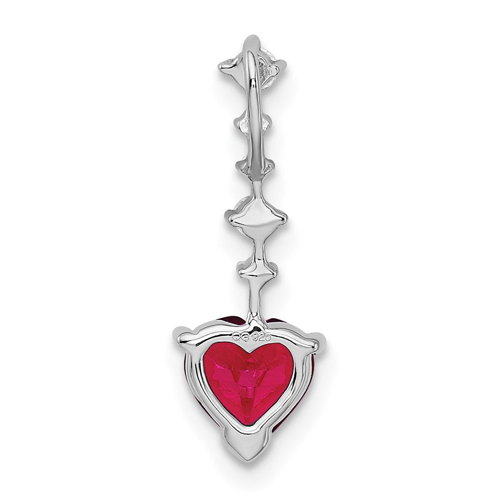 14k White Gold Ruby and Real Diamond Heart Chain Slide