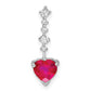 14k White Gold Ruby and Real Diamond Heart Chain Slide