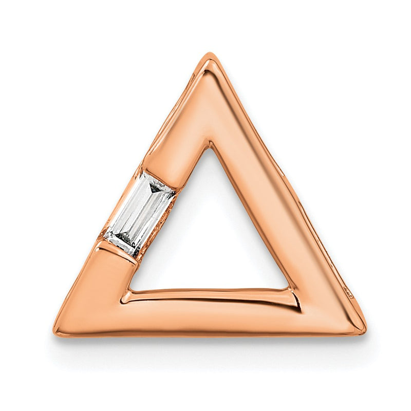 14k Rose Gold Polished Triangle Real Diamond Chain Slide