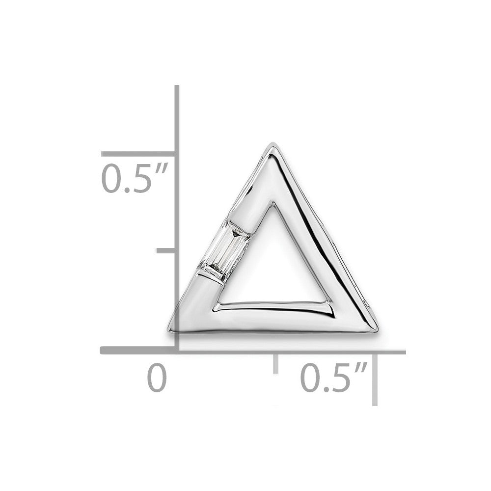14k White Gold Polished Triangle Real Diamond Chain Slide