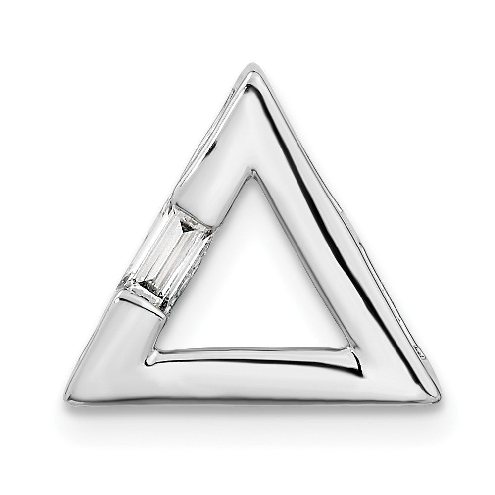 14k White Gold Polished Triangle Real Diamond Chain Slide