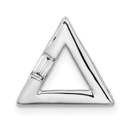 14k White Gold Polished Triangle Real Diamond Chain Slide