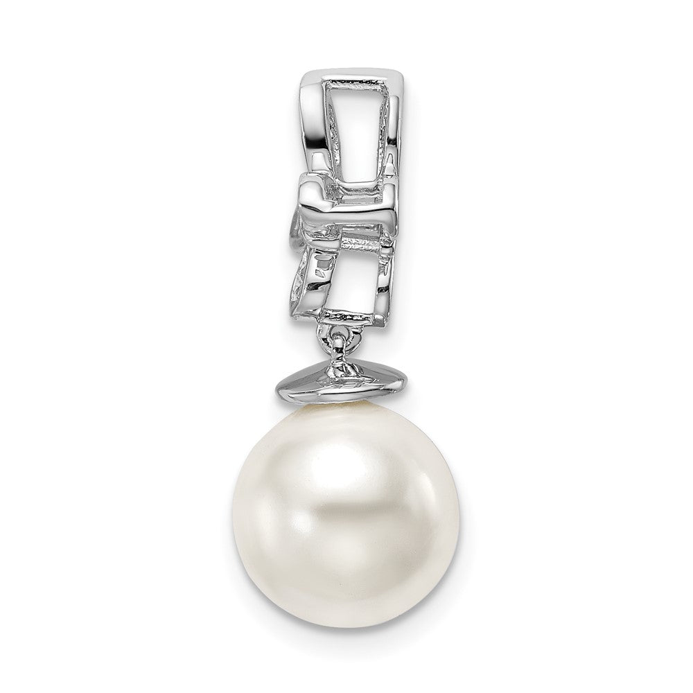 14k White Gold FWC Pearl and Real Diamond Butterfly Chain Slide