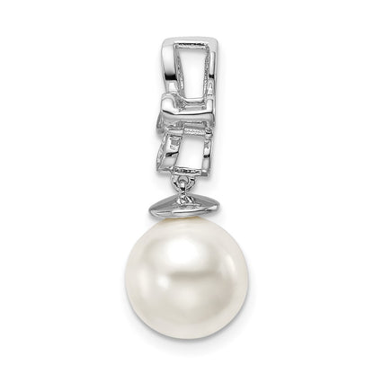 14k White Gold FWC Pearl and Real Diamond Butterfly Chain Slide