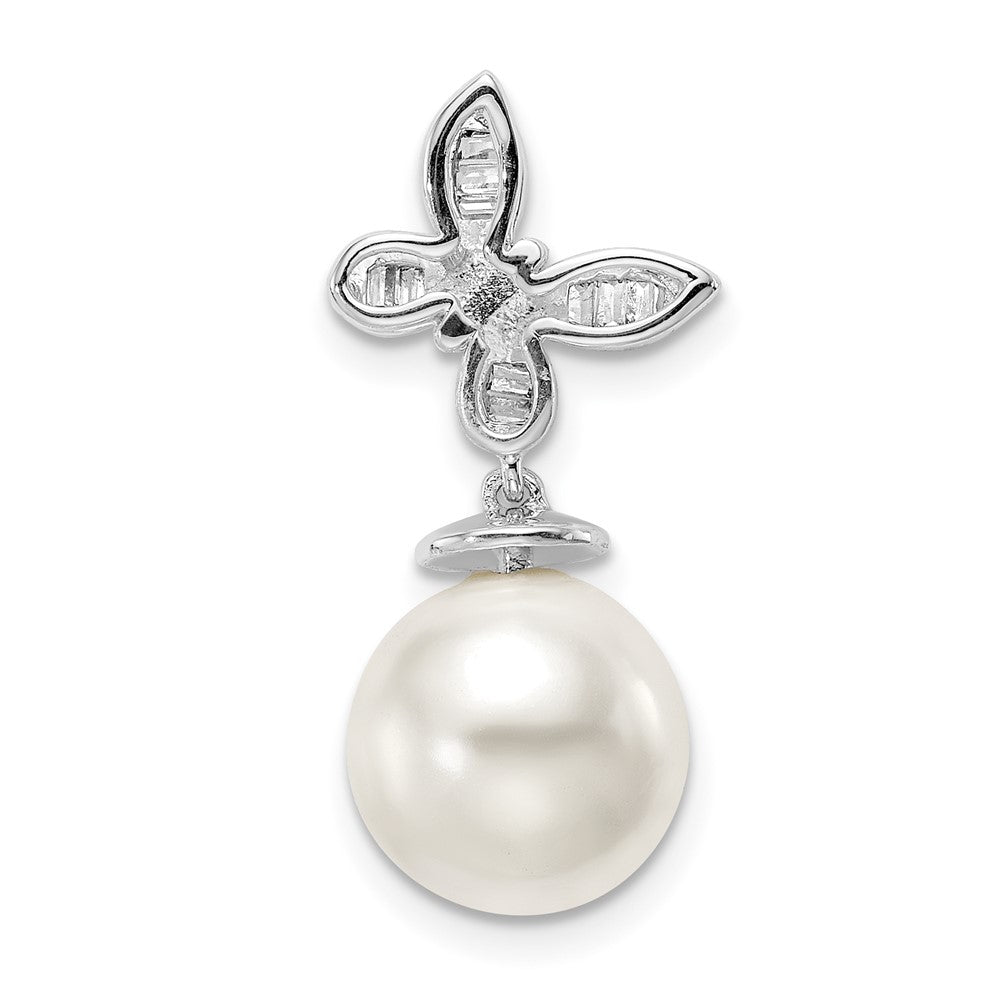 14k White Gold FWC Pearl and Real Diamond Butterfly Chain Slide