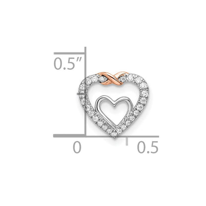 14k White & Rose Gold Heart Real Diamond Chain Slide
