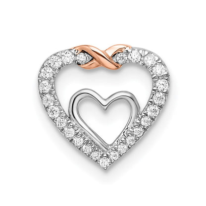 14k White & Rose Gold Heart Real Diamond Chain Slide