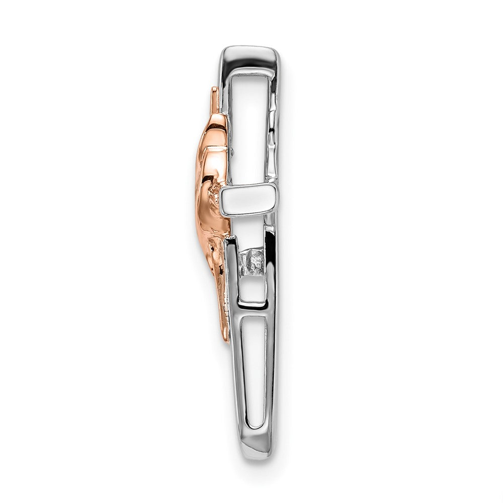 14k Two-Tone Gold White & Rose Real Diamond Cross Chain Slide