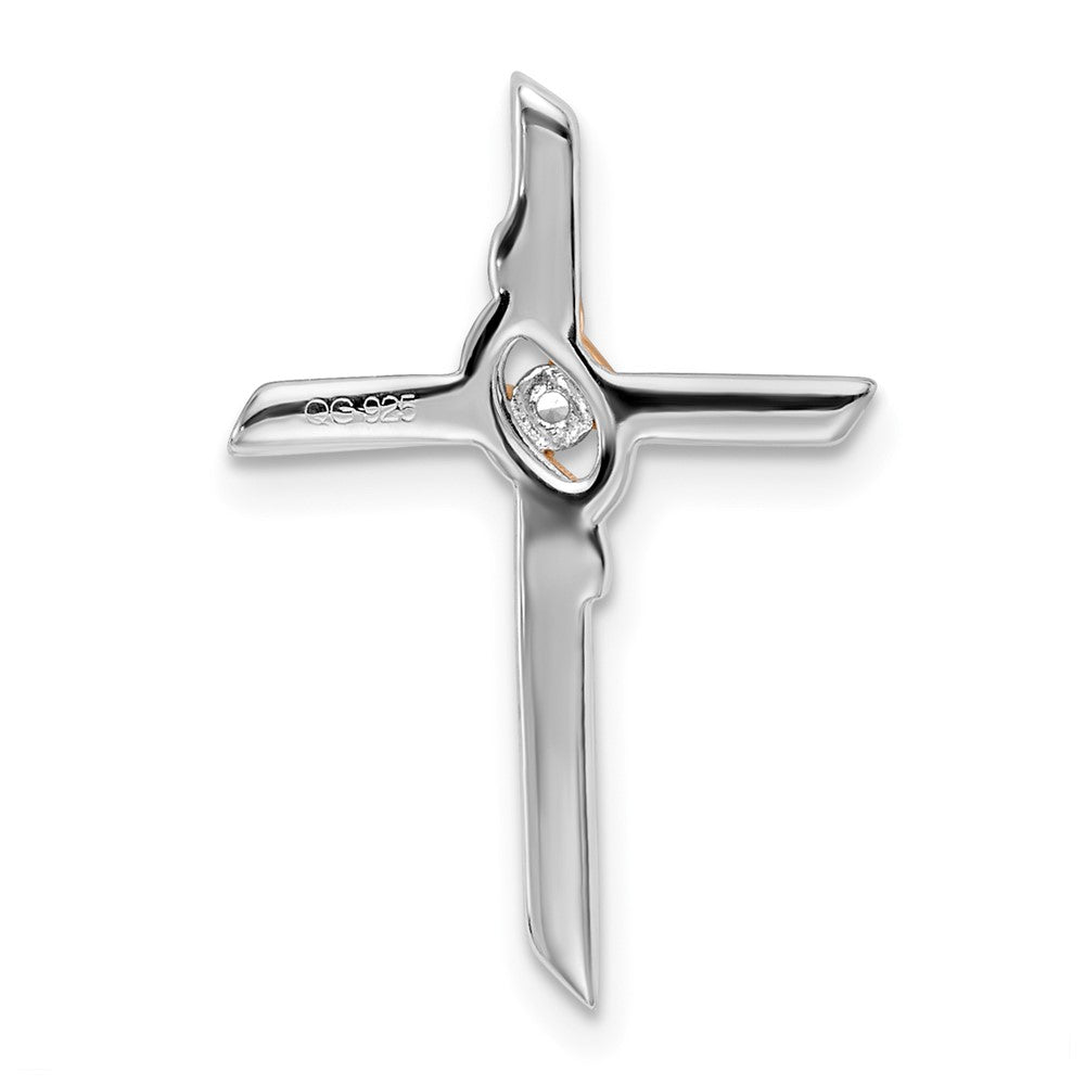 14k Two-Tone Gold White & Rose Real Diamond Cross Chain Slide