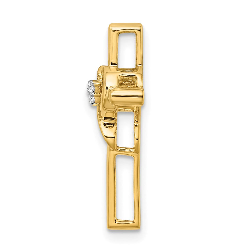 14K Yellow Gold Polished Cross with Heart Real Diamond Chain Slide